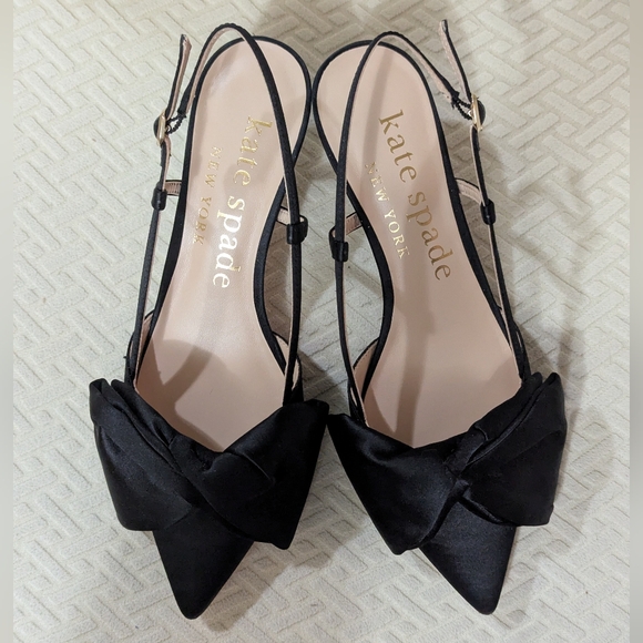 NIB Kate Spade Marseille Black Bow Heels - Size 7.5 - Picture 4 of 6